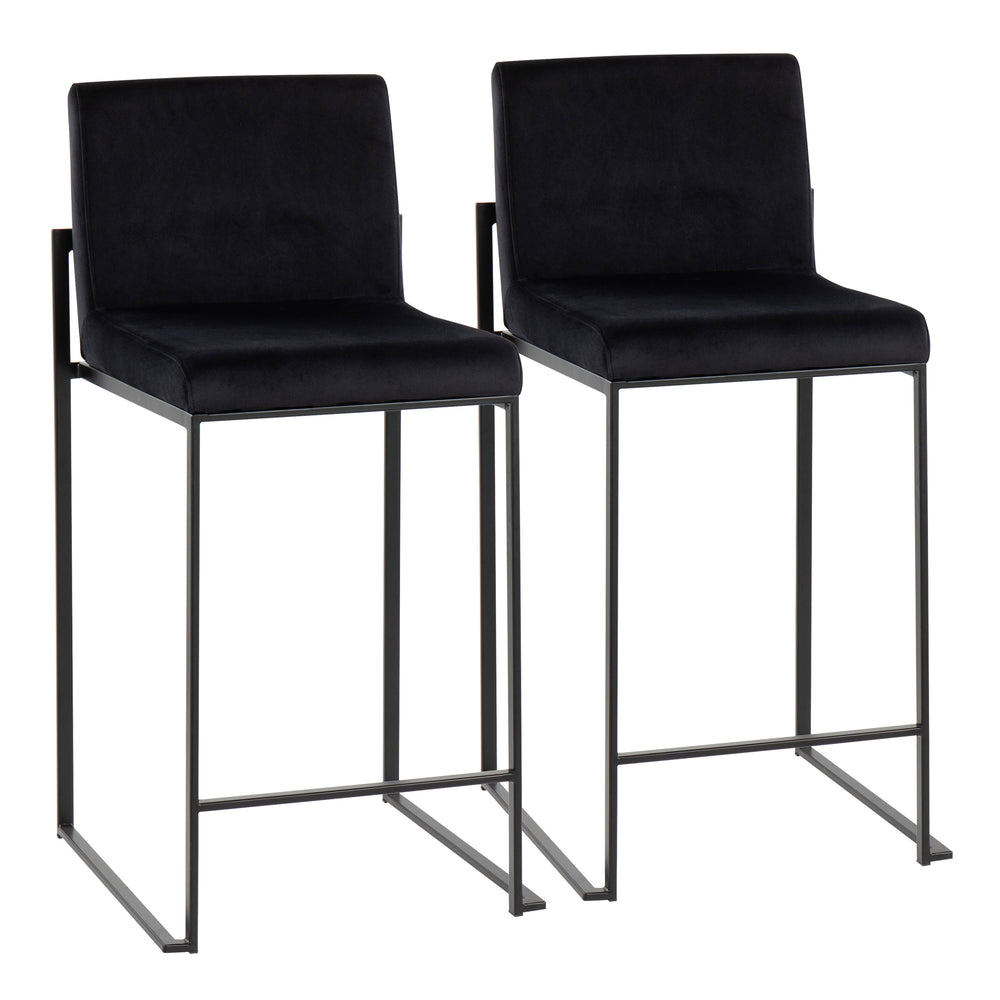 English Elm Fuji High Back Counter Stool Set Of 2 - Luxurious Black Velvet & Sturdy Steel Frame For Comfort B202P221953