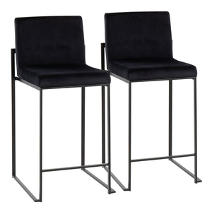 English Elm Fuji High Back Counter Stool Set Of 2 - Luxurious Black Velvet & Sturdy Steel Frame For Comfort B202P221953