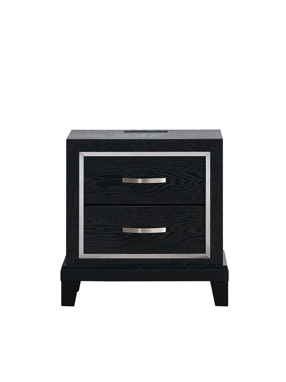 English Elm Livingston Black 2-Drawer Nightstand with AC, USB & USB-C Charging, Dovetail Drawers, Modern Finish B078P366202