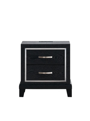 English Elm Livingston Black 2-Drawer Nightstand with AC, USB & USB-C Charging, Dovetail Drawers, Modern Finish B078P366202