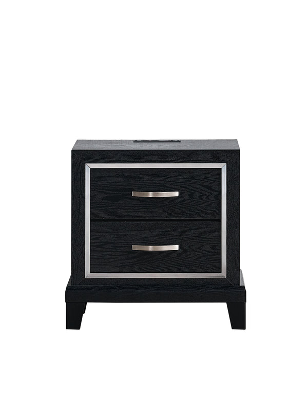 English Elm Livingston Black 2-Drawer Nightstand with AC, USB & USB-C Charging, Dovetail Drawers, Modern Finish B078P366202