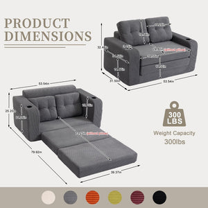 English Elm Convertible Floor Sofa Bed with Memory Foam and Ribbed Corduroy for Small Spaces Gray W395P438027