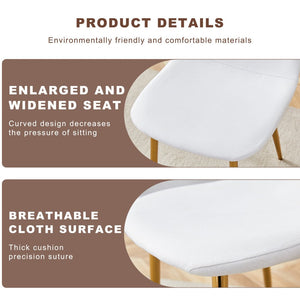 English Elm Table and Chair Set Adjustable Height Mdf Wood Grain Top with Four Linen Dining Chairs Golden+White W1151S03784