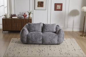 English Elm Giant Ultra Soft Fluffy Loveseat Bean Bag Sofa for Adults, Oversized Shredded Foam Couch with Pillows Grey W3723P353893