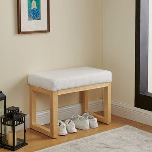 English Elm Shoe-changing Bench Solid Wood Frame Loop Yarn Cushion Compact Entryway Seat Beige W487P384368