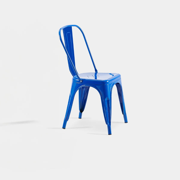 English Elm Set Of 4 High Gloss Blue Metal Dining Chairs - Lightweight, Stackable, Easy To Clean, Modern Design B347P383411-GIGA