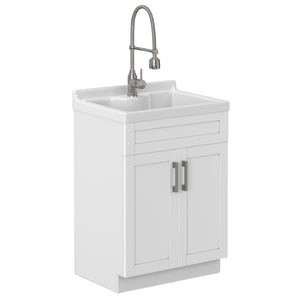English Elm Hennessy Shaker Style Laundry Sink Cabinet with Deep Abs Basin and Nickel Hardware B136P427207