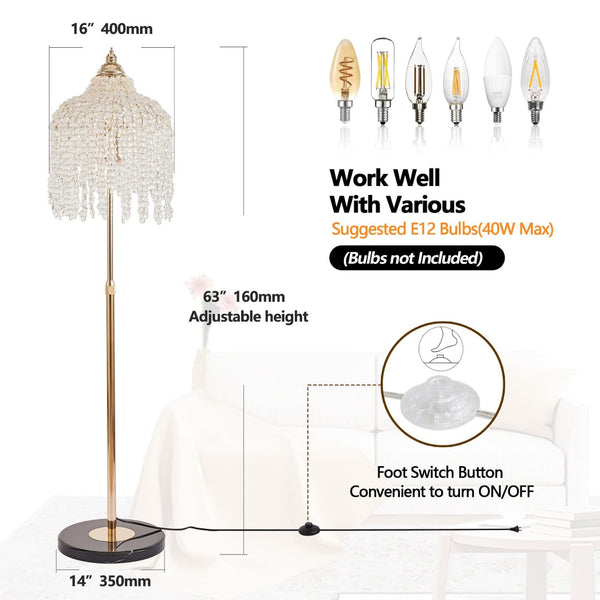 English Elm 16 Inch Gold 5-light Crystal Bead Chandelier Cascading Waterfall Pendant for Dining Rooms W1340P264005