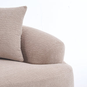 English Elm LY-025S Curved Loveseat Sofa Compact 65" chenille upholstery, 30D foam with spring core, 300lb capacity, 3 pillows, apartment-friendly Apricot Cream W2231P292607