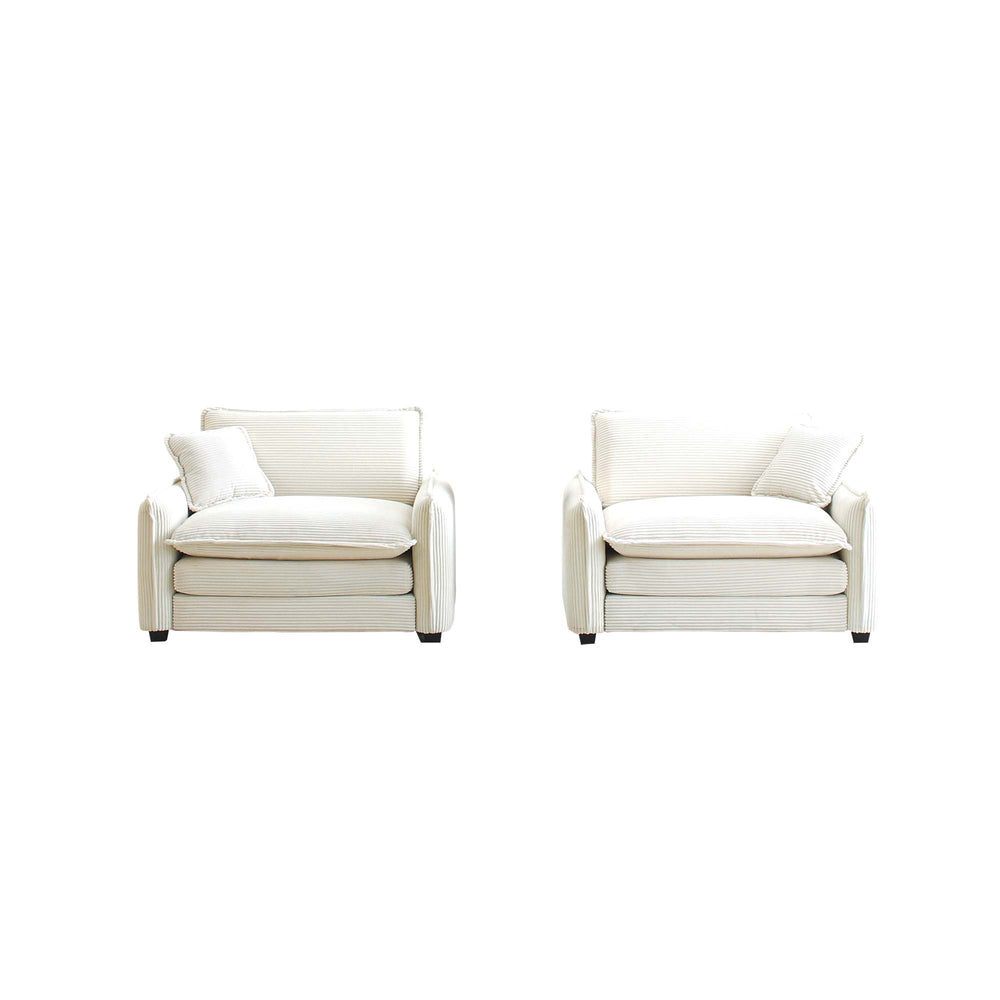 English Elm Beige Corduroy Deep-Seated Sofa Set – Luxurious Comfort & Stylish Versatility For Living Spaces W714S00677