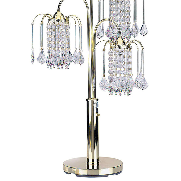 English Elm 34" 34-inch Metal Table Lamp with 3 Crystal Chandelier Arms, Steel Frame, Acrylic Shades, 3-Way Switch Gold B072116047