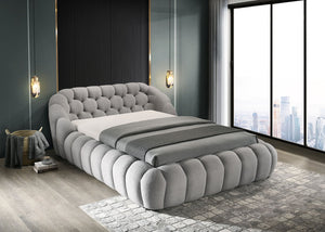 English Elm Eye-catching Gray Chenille Queen Platform Bed Tufted Headboard Modern Bedroom B2741S00824