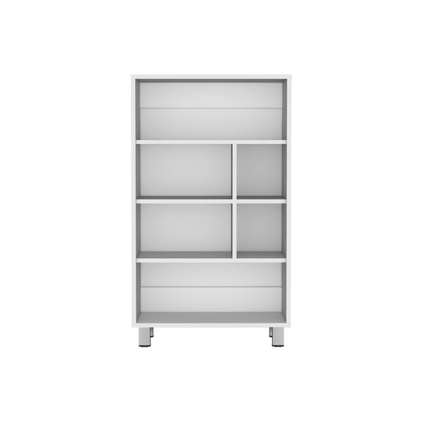 English Elm Bookcase with Six Spacious Shelves and Sturdy Legs for Compact Rooms, Durable Engineered Wood Design White 37.01 L x 25.2 W x 2.76 H B097P250870
