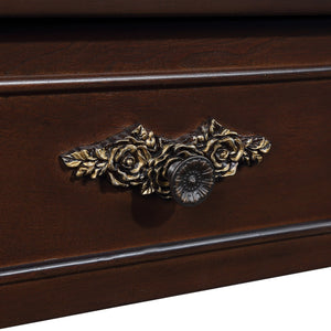 English Elm Retro Curved Wood Console Table 52" Half Moon Entry Table with Solid Pine Frame, 2 Drawers & Shelf, Distressed Finish, Easy Assembly Espresso W1202P178622