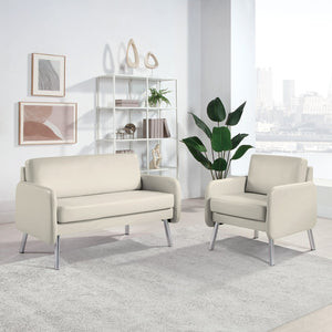 OSP Home Furnishings Lounge Faux Leather Loveseat with Chrome Legs for Modern Lobbies and Reception Areas SL5602-PD28
