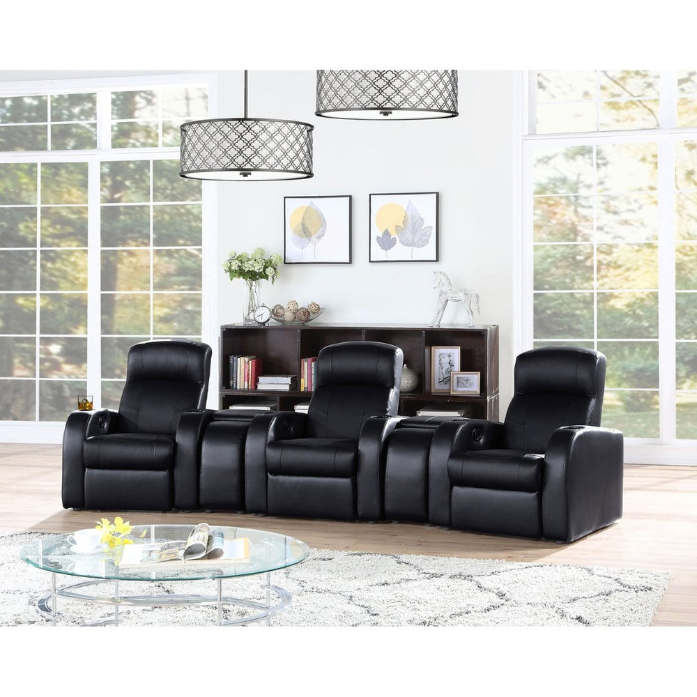 English Elm Greenfield Top-grain Leather Home Theater Sofa Set with Wall-hugger Recliners B062S01156