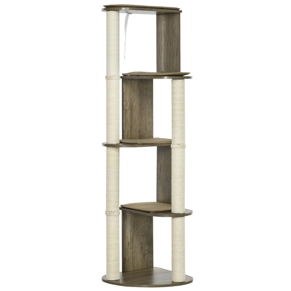 English Elm Pawhut Tall Corner Cat Tower Multilevel Sisal Climbing Tree for Small Kittens W2225P229138