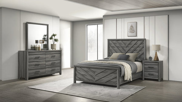 English Elm Denver Modern 4-Piece Full Bedroom Set In Gray Wood - Stylish, Functional, And Easy Assembly! B009S02012