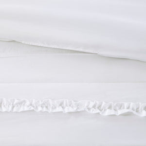 English Elm Full/Queen Celeste 4-Piece Microfiber 2-in-1 Quilted Duvet Set with Ruffle, Button Closure, Shams B035129151