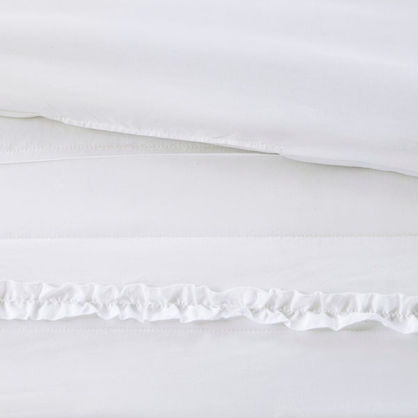 English Elm Full/Queen Celeste 4-Piece Microfiber 2-in-1 Quilted Duvet Set with Ruffle, Button Closure, Shams B035129151