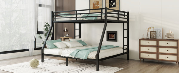 English Elm Metal Queen Over King Bunk Bed – Heavy-Duty, Space-Saving Design For Teens & Adults, Black Finish W1580S00072