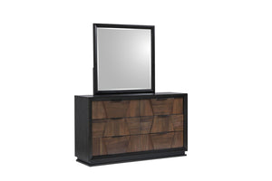 English Elm Houston Walnut Wood Frame Beveled Square Wall Mirror for Modern Bedroom Decor B009P345872