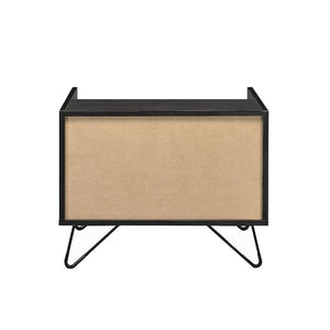 English Elm One Drawer Nightstand With Open Compartment – Modern Industrial Oak & Black Accent Table For Storage B016P256521