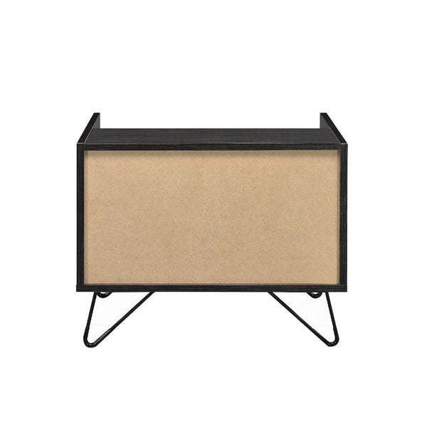 English Elm One Drawer Nightstand With Open Compartment – Modern Industrial Oak & Black Accent Table For Storage B016P256521