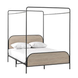 Industrial Bent Metal Queen Canopy Bed Smoked Oak METB5CSO Walker Edison