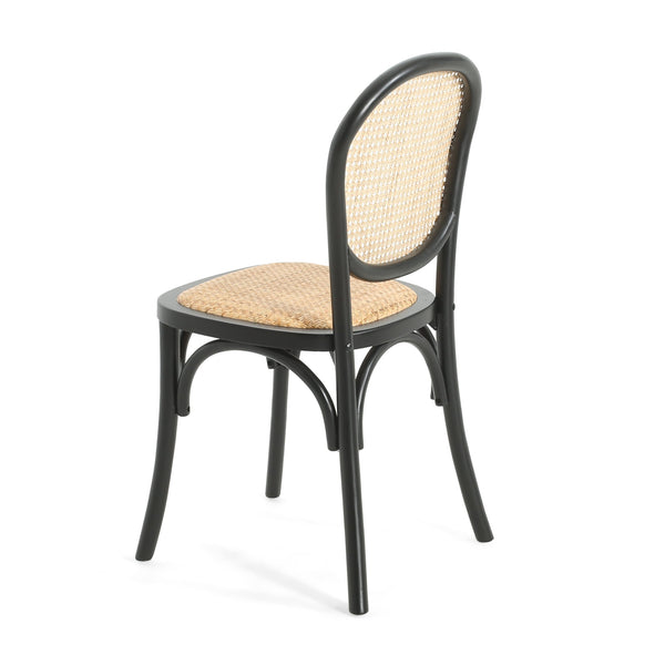 English Elm Christopher Knight Home® - DINING Chairs with Birch Wood Frame and Rattan Backrest, Foam Seat, Vintage Curved Design, Set of 2 Black N779P192530B