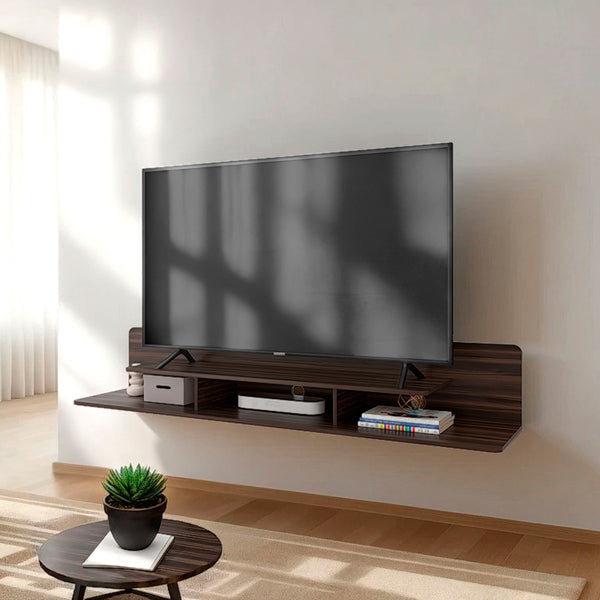 English Elm Stained modern entertainment center with rich warm finish, open display shelves and concealed storage cabinets Oak B062P389896