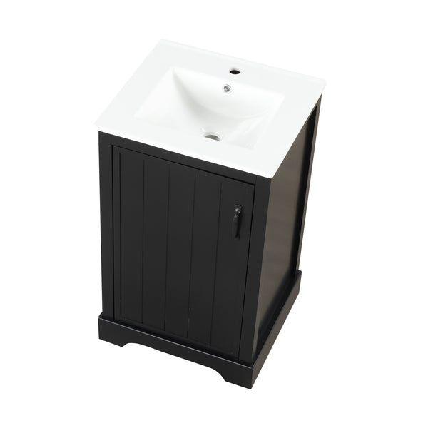 English Elm 20" Modern Bathroom Vanity With Soft-Close Door, Adjustable Shelf & Stylish Black Finish For Storage N725P351852B