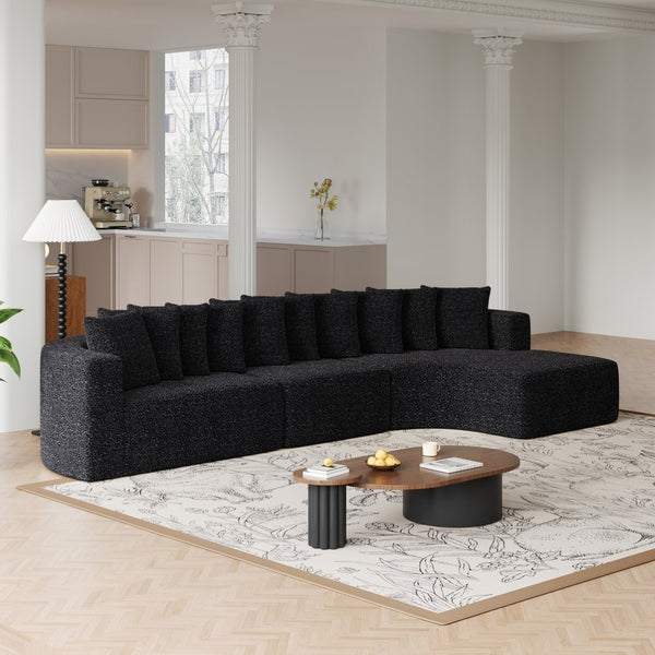 English Elm 131.1-inch Chenille Cloud Sectional with Memory Foam Curved Modular Living Room Sofa W3505S00013