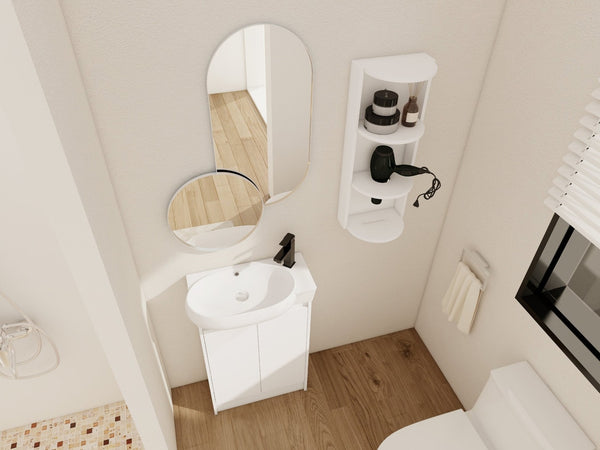 English Elm 23" Freestanding Ceramic Vessel Sink Vanity with Soft Close Cabinet and Wall Rack W999S00490