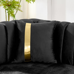 English Elm 69 Inch Tufted Velvet Loveseat Victorian Mid Century Glam with Gold Steel Trim W1191S00050