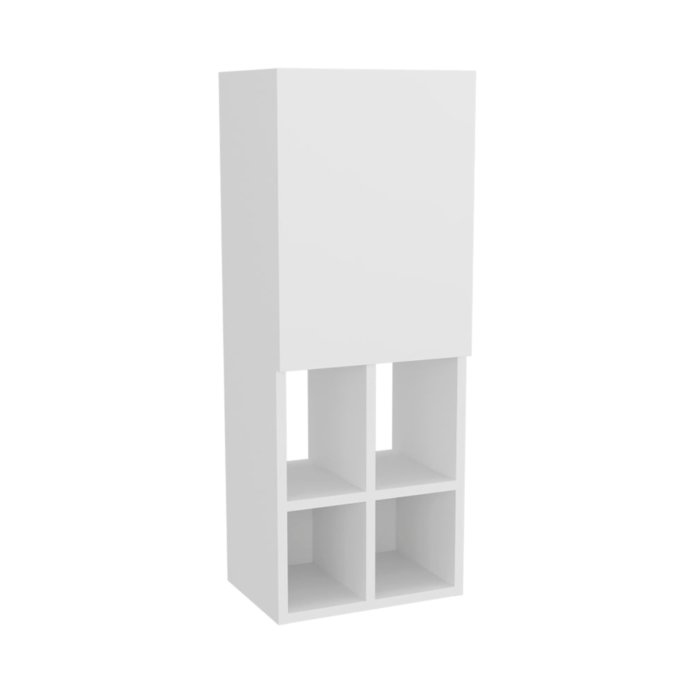 English Elm Niwot Slim Wall Bathroom Cabinet Single-Door White Kronos Finish — Moisture-Resistant Organizer B200P335362