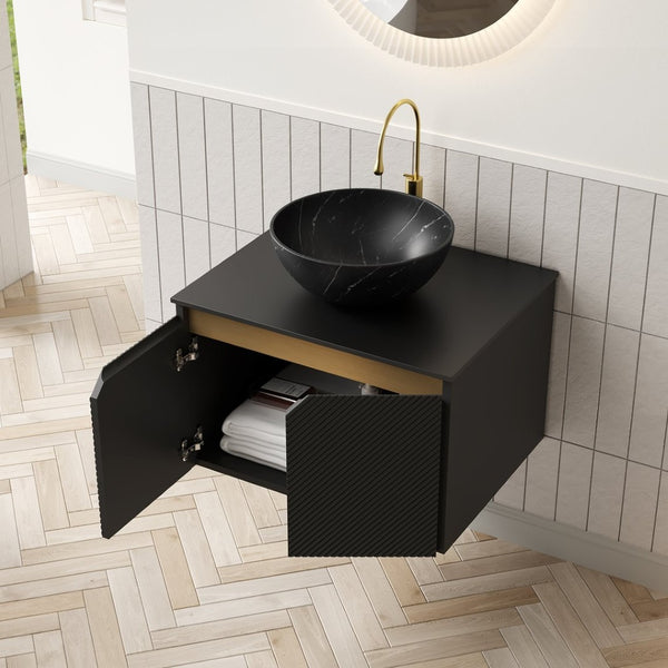 English Elm Dina Floating Bathroom Vanity with Sintered Stone Top and Crystal Glass Basin W2615S00644