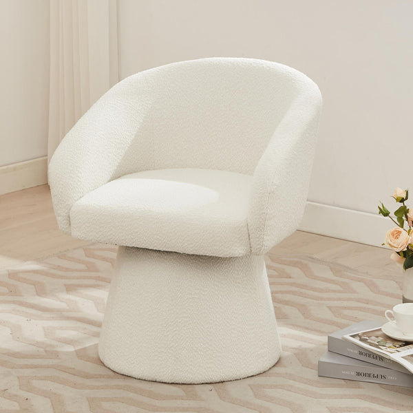 English Elm Christopher Knight Home® - Modern 360° Swivel Boucle Accent Chair Cream White — Plush Barrel Seat, Compact 300 lb Capacity, Stylish N765P292088W