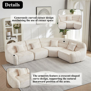 English Elm [video]123.2 Inch Chenille Modular Sectional Sofa Four Seat Cloud Cushion Living Room Beige W3505S00060