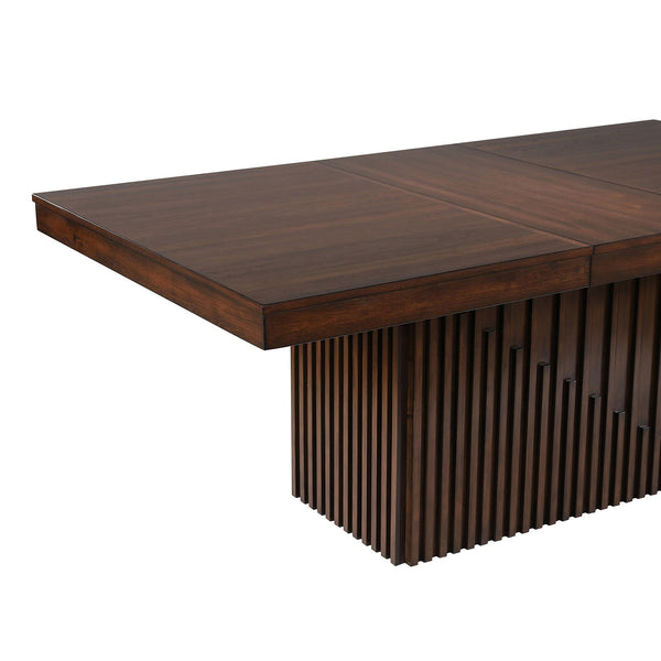 English Elm Baywind 7-Piece Modern Mango Oak Dining Set With Extension Table & Slat-Back Chairs For Gatherings B062S01266