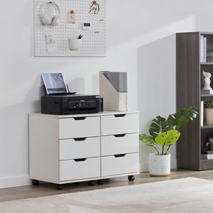 English Elm Farini Mobile 3-Drawer Rolling File Cabinet for Home Office — White Wood, Waterproof, Lockable Casters T3623P380742