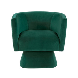 English Elm 1pc Swivel Chair with Velvet Upholstery and Solid Wood Base, Diamond-Stitched Back, Comfortable Lounge Seat Green 29.5 L x 28.5 W x 19 H B011P287558