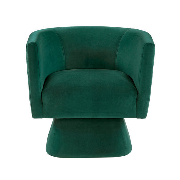 English Elm 1pc Swivel Chair with Velvet Upholstery and Solid Wood Base, Diamond-Stitched Back, Comfortable Lounge Seat Green 29.5 L x 28.5 W x 19 H B011P287558