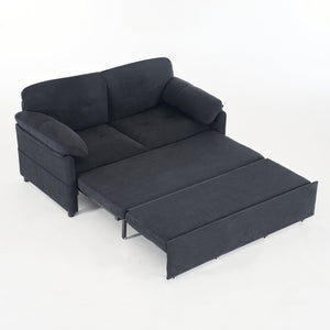 English Elm (old: W3163p269700) Convertible Chenille Sleeper Loveseat with Queen Pullout and Rolling Casters Black W3163S00100