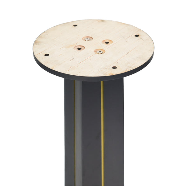 English Elm Modern Round Negotiation Table - 85Cm Black Glass Top, Stylish Wooden Legs & Luxe Gold Base Design W1535S00593