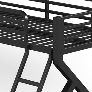English Elm Twin Over Full Metal Bunk Bed Low Profile Heavy Duty Frame for Kids Guest Rooms W5305P463443