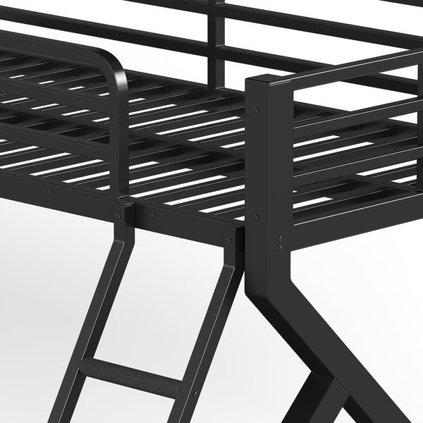 English Elm Twin Over Full Metal Bunk Bed Low Profile Heavy Duty Frame for Kids Guest Rooms W5305P463443