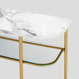 Tilly Glam 52" Curved Faux Marble Entry Table with Gold Metal Base - Modern Accent for Any Space