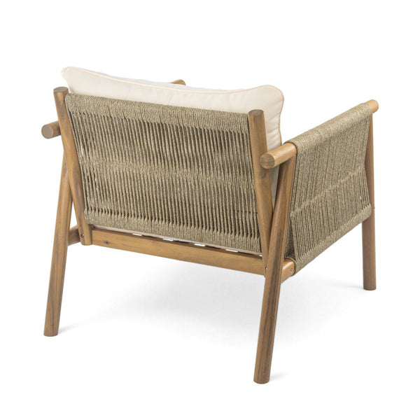 English Elm 28" Woven Outdoor Lounge Chair Solid Wood Frame Polyester Cushions Patio Garden N767P236617T