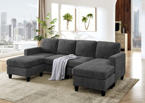 English Elm Savannah Corduroy Modular Sectional with Ottoman for Flexible Living Room Arrangements B355S00015